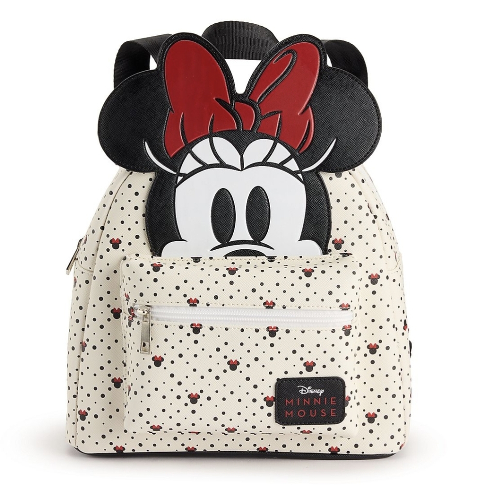 Disney Minnie Mouse Polka Dot Backpack Mickey Mouse 3D Applique Red White Black